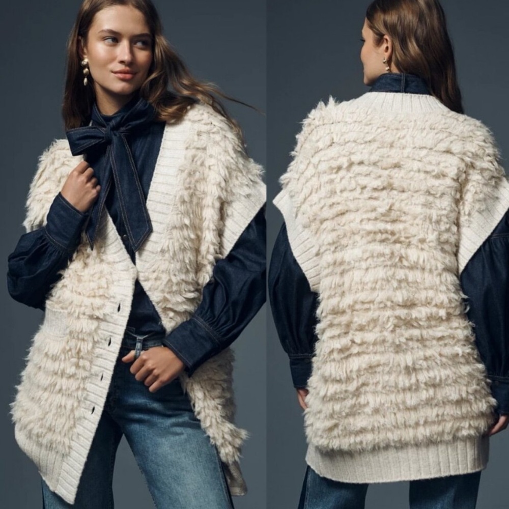 NWT By Anthropologie Loopy Cardigan Sweater Vest